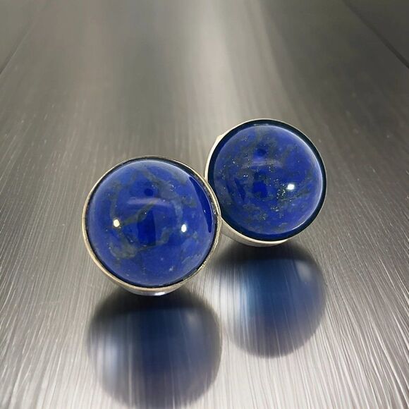 Natural Lapis Lazuli Cufflinks 14k Y Gold 40 CTW Certified 311039 - Picture 10 of 14